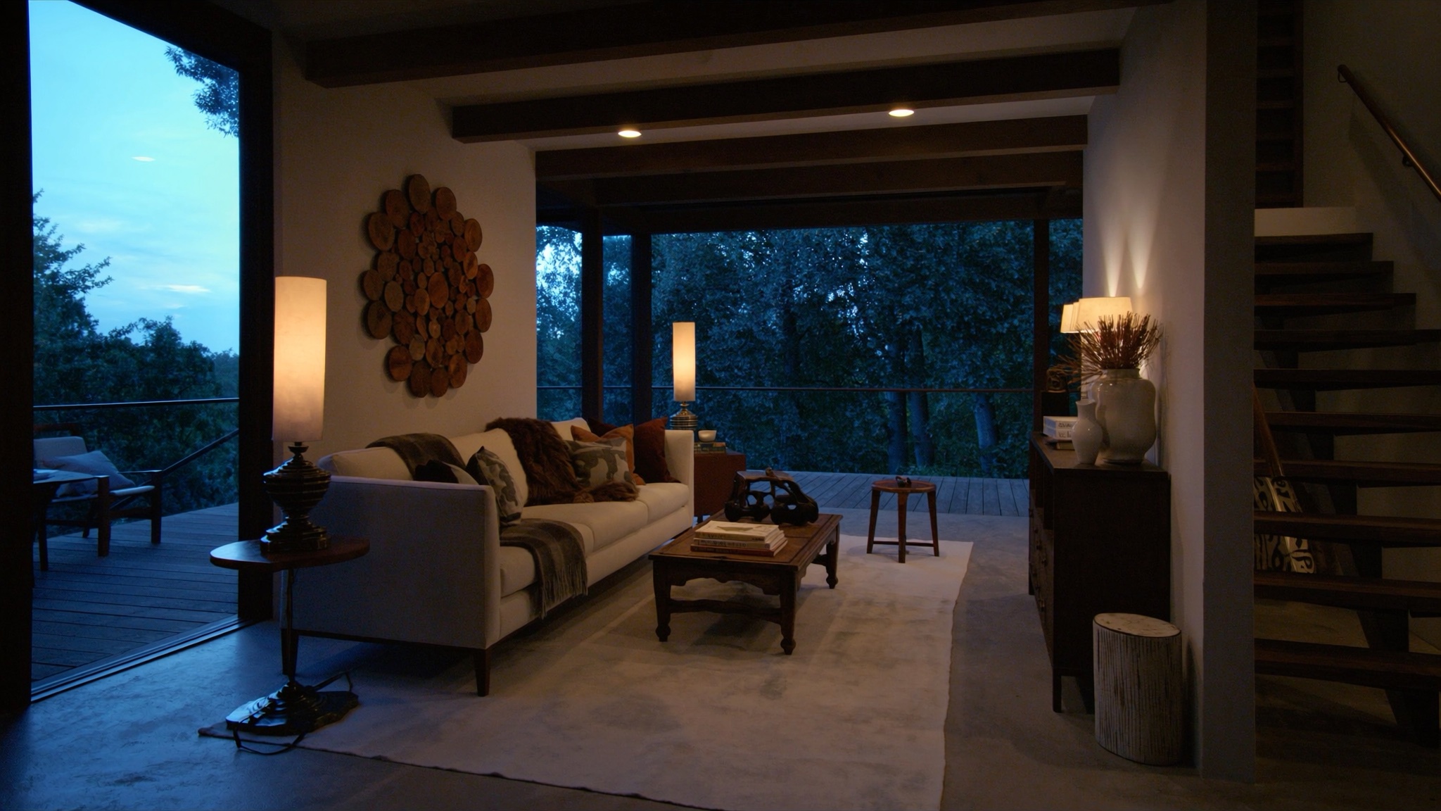 Editorial listing photography of a brick home at dusk